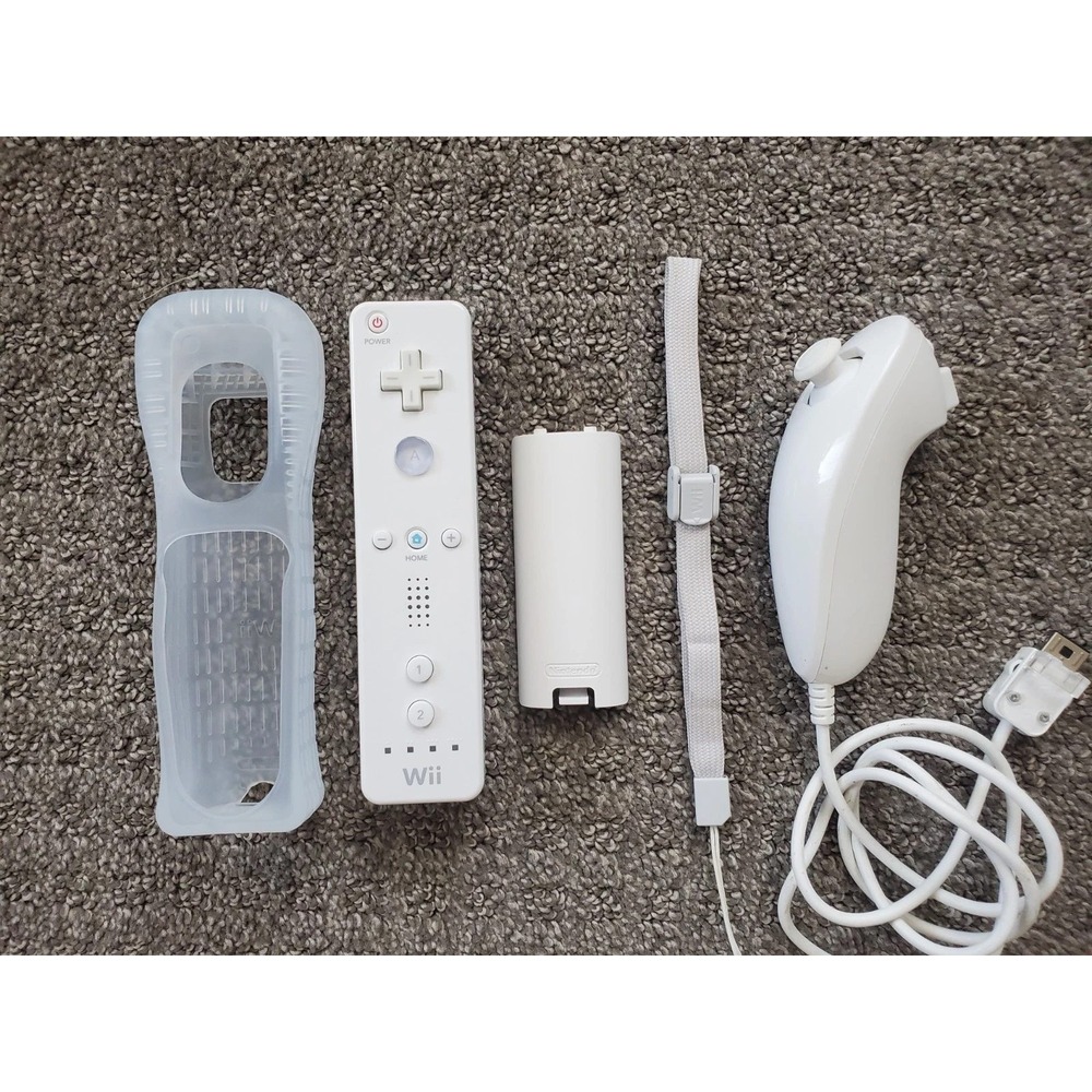 Nintendo Wii Remote Controller Nunchuck Combo Official Genuine White RVL-003 OEM